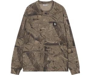 Carhartt WIP - Loose-fit organic cotton T-shirt - L/S Feather Tree T-Shirt Camo Feather Tree Khaki Shungite Garment Dyed for Women - Size S Khaki S