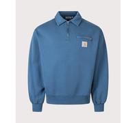 Carhartt WIP Mens Oversized Half Zip Detroit Sweatshirt - Colour: 3IM06 Blue River - Size: Medium