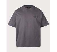 Carhartt WIP Mens Boxy Loose Fit Signature Script T-Shirt - Colour: 3Z7XX Graphite/Dark Scarab - Size: Large