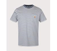 Carhartt WIP Mens Ezra Pocket T-Shirt - Colour: 3KWXX Ezra Stripe/Cozy Blue/Wax - Size: Medium