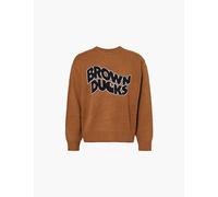 Carhartt Wip Mens Hamilton Brown Ducks Text-pattern Relaxed-fit Knitted Jumper Xl
