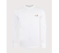 Carhartt WIP Mens Loose Fit American Script Long Sleeve T-Shirt - Colour: 0200 White - Size: Medium