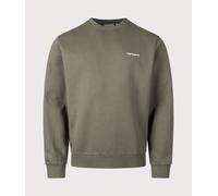 Carhartt WIP Mens Regular Fit Script Embroidery Sweatshirt - Colour: 3LUXX Leaf/White - Size: Medium