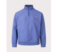 Carhartt WIP Mens Relaxed Fit Half Zip American Script Sweatshirt - Colour: 976XX Blue Iris - Size: XL