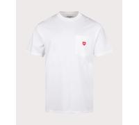Carhartt WIP Mens Relaxed Fit Pocket Heart T-Shirt - Colour: 1WZXX White/Red - Size: Small Small
