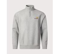 Carhartt WIP Mens Relaxed Fit Quarter Zip American Script Sweatshirt - Colour: V6XX Grey Heather - Size: Large