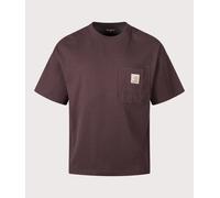 Carhartt - Comfort cotton T-shirt - S/S Work Pocket T-Shirt Palisander for Men - Size M - Burgundy Burgundy M