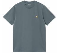 Carhartt Wip Mens T-Shirt Chase Crew Neck Cotton Tee in Cozy Blue