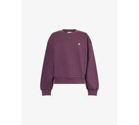 Carhartt WIP Womens Carhartt WIP Casey Logo-Embroidered Cotton Sweatshirt Cozy Purple/Silver S