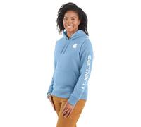 Carhartt Women's Clarksburg Graphic Sleeve Pullover Sweatshirt, Summer Sky Blue Heather, Medium
