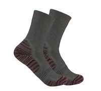 Carhartt Women's Force Midweight Synthetic-Wool Blend Crew Sock 2 Pack, Charcoal, Medium (Pack of 2)