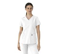 Carhartt Women's Force V-Neck 5-Pocket Top, White, M