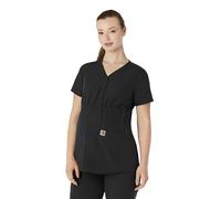 Carhartt Women's Henley Maternity Scrub Top, Black, XXL