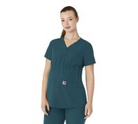 Carhartt Women's Henley Maternity Scrub Top, Caribbean Blue, M