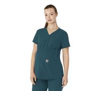 Carhartt Women's Henley Maternity Scrub Top, Caribbean Blue, XL