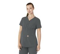Carhartt Women's Henley Maternity Scrub Top, Pewter, XXL