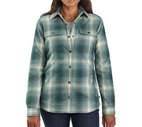Carhartt Women's Hubbard Sherpa Lined Shirt Jac Button, Balsam Green, Small