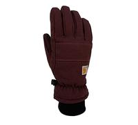 Carhartt Women's Insulated Duck/Synthetic Leather Knit Cuff Glove Cold Weather, Deep Wine, Medium