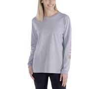 Carhartt womens K231 Workwear Logo Long Sleeve T-shirt (Plus Sizes) Work Utility T Shirt, Heather Gray, 3X-Large Plus