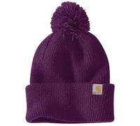 Carhartt Women's Knit Pompom Cuffed Beanie, Eggplant, One Size