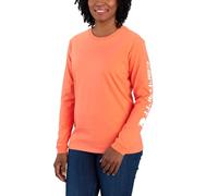 Carhartt Women's Loose Fit Heavyweight Long-Sleeve Logo Sleeve Graphic Clothing T-Shirt, Electric Coral, XXL