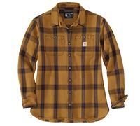 Carhartt Female Shirt - loose fit heavyweight twill long-sleeve plaid shirt - Brown - XS