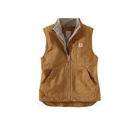 Carhartt Women's Loose Fit Washed Duck Sherpa-Lined Mock Vest, Brown, Medium