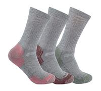 Carhartt Women's Midweight Cotton Blend Sock 3 Pack, Grey Assorted, L