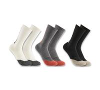 Carhartt Women's Midweight Cotton-Tencel Logo Crew Sock 3 Pack Pair, Assorted 01, L (Pack of 3)