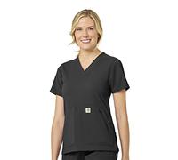 Carhartt Women's Modern Fit 4 Pocket V-Neck Scrub Top Medical Shirt, Black, S