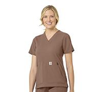 Carhartt Women's Modern Fit 4 Pocket V-Neck Scrub Top Medical Shirt, Nutmeg, S