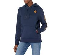 Carhartt Women's Relaxed Fit Midweight Logo Sleeve Graphic Sweatshirt, Navy Heather, Large
