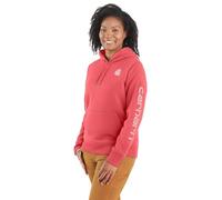 Carhartt Women's Relaxed Fit Midweight Logo Sleeve Graphic Sweatshirt, Pink Salmon Heather, XL