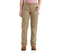 Carhartt, Women's, Rugged Flex® Loose Fit Canvas Work Pant, Dark Khaki, W18/REG