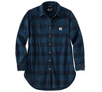 Carhartt Women's Rugged Flex Relaxed Fit Midweight Flannel Long-Sleeve Plaid Tunic Work Utility Button Down Shirt