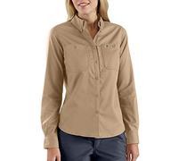 Carhartt Women's Rugged Professional Long Sleeve Shirt Work Utility Button, Dark Khaki, Large