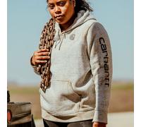 Carhartt Women's Sleeve Logo Graphic Hoodie - Asphalt Heather Nep