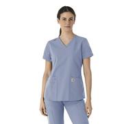 Carhartt Women's V-Neck Scrub Top, Ceil Blue, M