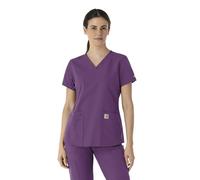 Carhartt Women's V-Neck Scrub Top, Eggplant, M