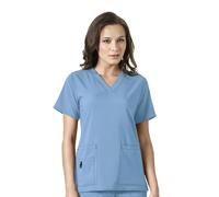 Carhartt Women's V-Neck Tech Top Medical Scrubs Shirt, Azure Blue, S