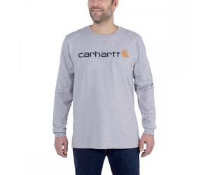 Carhartt Workwear 104107 Core Logo T-Shirt Long Sleeve Heather Grey Si XL