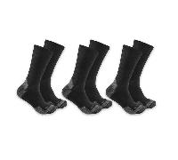 Carhartt Men's Midweight Cotton Blend Sock 3 Pack, Black, Large