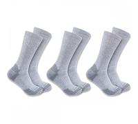 Carhartt Men's Midweight Cotton Blend Sock 3 Pack, Grey, Large (Pack of 3)