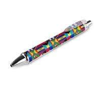 Caribbean And West Indies National Flag Novelty Ballpoint Pen Printed Retractable Black Round Barrel Fine Point Pens 0.5mm 1/2/4 Pcs pattern 2392