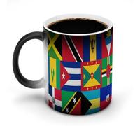 Caribbean and West Indies National Flag Printed Heat Changing Mug Color Change Ceramic Coffee Cup Magic Mugs