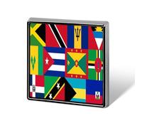 Caribbean And West Indies National Flag Square Pins Badge Brooch Printed Button Tie Lapel Pin Decoration for Women Men