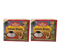 Caribbean Dreams Instant Ginger Tea, Hot or Ice Cold, 10 Sachets, 180g, 100% Ginger Root Pack of 2