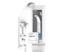 Caribbean Eisl Shower Panel, Wellness Shower Including 6 Massage Jets, Coloured Safety Glass, White, ORSP-YMSBW
