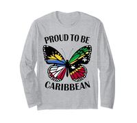 Caribbean Girl Butterfly Antigua and St Kitts Flags Heritage Long Sleeve T-Shirt