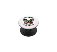 Caribbean Girl Butterfly Antigua and St Kitts Flags Heritage PopSockets Adhesive PopGrip